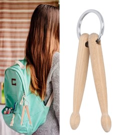 Ejoyous Wooden Drumsticks, Percussion Key Ring, Mini Wooden Keyring Drum, 2 Sticks Drumsticks for Hanging Bags, Keys, Default