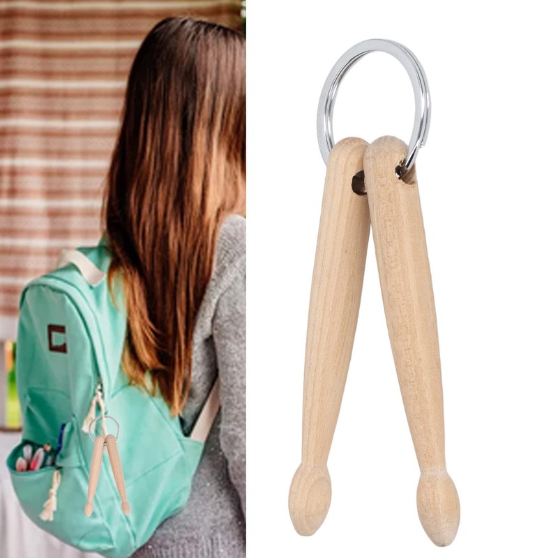 Ejoyous Wooden Drumsticks, Percussion Key Ring, Mini Wooden Keyring Drum,