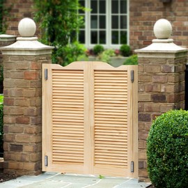 Cafe Door, Swing Solid Wood Door, 180° Auto Opening & Closing Double Doors with Hinges for Kitchens Clubs Cafes, Unfinished, 30" X 42" X 1.34" (Wood)