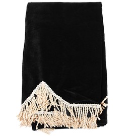 88 Key Piano Half Covered Anti Dust Cover Flannelette Piano Cover Fine Frill Edge (Black)