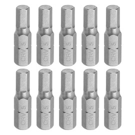 HARFINGTON 10pcs Hex Bits 1/4" Hex Shank H5 Head Magnetic 1" Length CR-V Steel Hexagon Wrench Drill Bit for Repair Work Electric Screw Driver