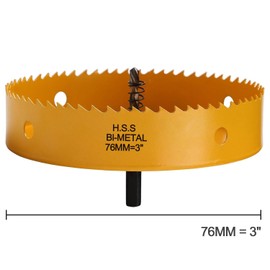 3 Inch Hole Saw for Recessed Lights, 76mm Bi-Metal Hole Saw for Wood, 32mm Cutting Depth Hole Cutter with Arbor for Soft Metal, Drywall and Plastic, Yellow