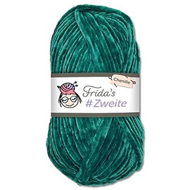 Frida's #Zweite Wolle 100 g Chenille Wool for Amigurumi, Knitting and Crochet, Soft (48 - Petrol)