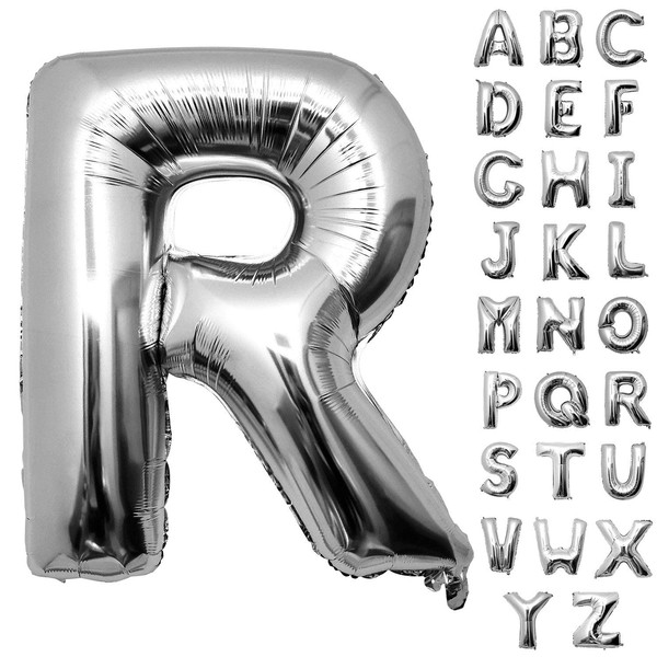 Alphabet A to Z Silver Balloons, Letters, Balloons, Alphabet, Combination, Size: Approx. 39.4 inches (100 cm), 40 Inches, Decoration, Performance, Balloons, Birthdays, Parties, Events, Silver (R)