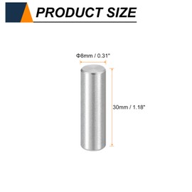 sourcing map 15pcs Dowel Pins M8(8mm) x 30mm 304 Stainless Steel Cylindrical Shelf Support Peg Pin Rod Fasten Elements for Metal Devices Wood Furniture DIY Installation, Silver
