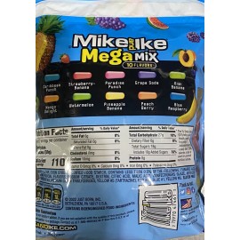 Mike and Ike MEGA MIX 10 Flav Chewy Candy 28.8 oz Candies Resealable Bag 1.8 lbs