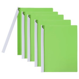 PATIKIL Clear Document Report Folder with Swing Clip Colourful Presentation Covers with Triangular Sliding Bar Punchless Side Open Close for Project File Test Paper Resume,Green,5Pcs