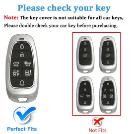 MILD EAST For Hyundai Key fob Cover Fit for 7 Buttons 2023 2022 2021 2020 Hyundai Sonata Santa fe Tucson TPU Key Fob Case, A:black, Golden Edge
