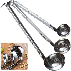 Stainless Steel Soup Ladle, 3 Pieces Sauce Spoons, Stainless Steel Kitchen Measuring Spoon, Stainless Steel Measuring Spoon, Measuring Ruler, Soup Ladle with Long Handles, Kitchen Helper, Ladle (30