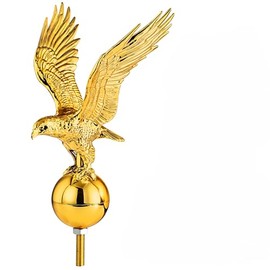 PPQ Gold Flag Pole Eagle Topper 11", Gold Ball Topper 3",1/2"-13 Threaded Screw w/Hexnut, Fits for Most Telescoping & Sectional Flagpoles(20/25/30FT)