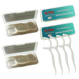 Demiya Travel Floss Picks Dental Floss Picks Professional Flossers for Adult Unflavored Flossing Sticks 4 Cases (40 Count) with Portable Case Durable Tooth Pick for Teeth Cleaning and Oral Care