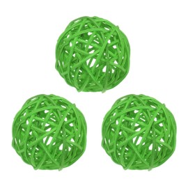 M METERXITY 3-Pack Wicker Rattan Balls 80mm/3.1 Inch Decorative Rattan Balls Orbs Vase Fillers Bowl Fillers for Christmas/Weddings/Thanksgiving/DIY Crafts/Home Decor [Green]
