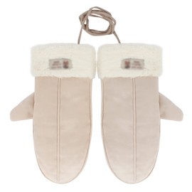 AiSi Women Winter Suede Thermal Mittens Fleece Lined Warm Gloves with Turn Back Cuff … (7273+Beige)