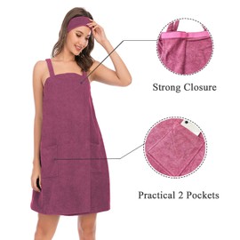 Verve Jelly Women's Body Wrap Towel Cotton Adjustable Cover Up for Beach Spa Gym Bath Pool Home Wear Sleepwear Purple Medium