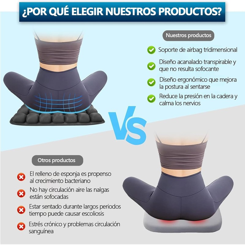 Cojín Inflable de Viaje ERYURU – Alivio de Presión y