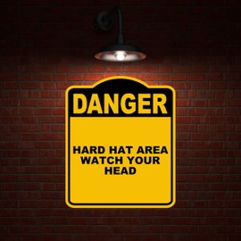 HARD HAT AREA WATCH YOUR HEAD Danger Yellow Black Aluminum Composite Sign 20 x 24 inches