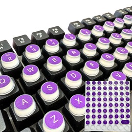 Raised Keyboard Stickers for Long Nails, 72 PCS Soft Silicone Adhesive Colorful Keycaps for Fast Gaming Office Typing, Secure and Fit Desktop Keyboards (Purple)