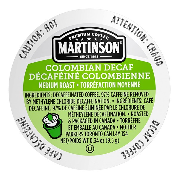 Martinson Single Serve Coffee Capsules, Colombian Decaf, Compatible with Keurig K-Cup Brewers, 24 Count, Brown (816932200322)