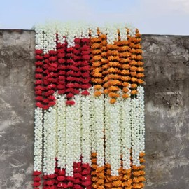 Pack of 4 artificial jasmine garland with Rose's wedding Decoration mehndi party 5 feet appox