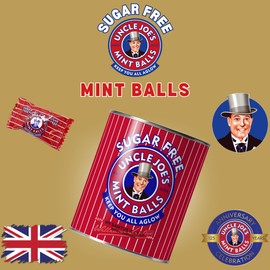 Uncle Joe’s Sugar Free Mint Balls 4.23 Oz Tin (Pack of 2) | Vegan British Hard Candy with Peppermint Oil | Individually Wrapped Mints | After Dinner Treat, Breath Mints & Gift Boiled Sweets from UK