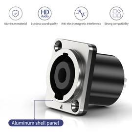 Jumwa 8 Pack 4 Pole Speakon Panel Twist Lock Speaker Socket Metal Panel Jack Mounting Compatible with Neutrik Speakon NL4MP, NL4MPR, NL4FC, NL4FX, NLT4X, NL4 Series, NL2FC