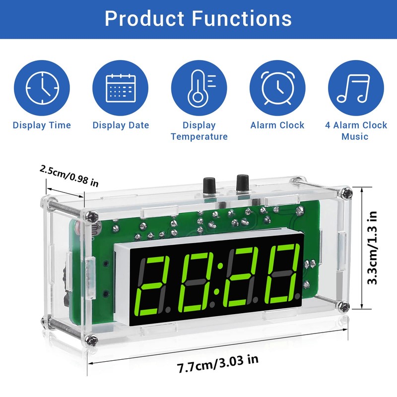 MiOYOOW TJ-56-428 4-Digit Digital DIY Clock Kits with Acrylic Shell,