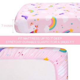 UOMNY Crib Sheet for Girls Unicorn Fitted Baby Crib Sheets for Standard Crib Mattresses Soft Toddler Bed Sheet Pink 28x52 Inch