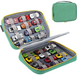 KISLANE 24 Toy Cars Storage for Hot Wheels, Storage Case Compatible with 24 Hot Wheels, Matchbox Cars, Mini Toys, Hot Wheels Storage for Kids, Bag Only (Green)