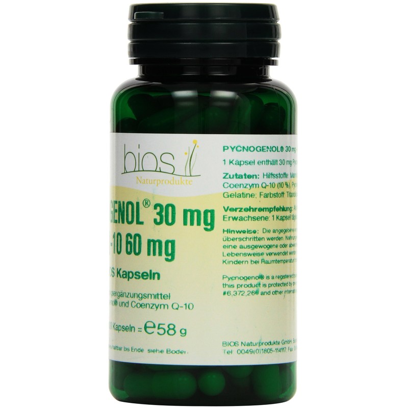 Bios Pycnogenol 30 mg with Q-10 60 mg 100 Capsules