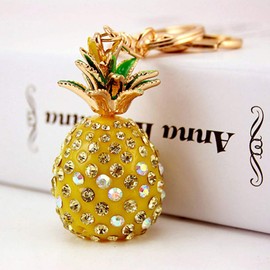 Pineapple Keychain - 3D Zine-Alloy Car Keychain with Rhinestone for Bags Phones and Special Occasions