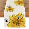 Artoid Mode Beige Bee Sunflower Table Runner, Seasonal Spring Summer