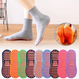 Kids' Non-slip Rubber Dot Grip Pilates & Trampoline Socks 251 Orange Red + Kids 1-4 Years Old Size 22-28 20ea