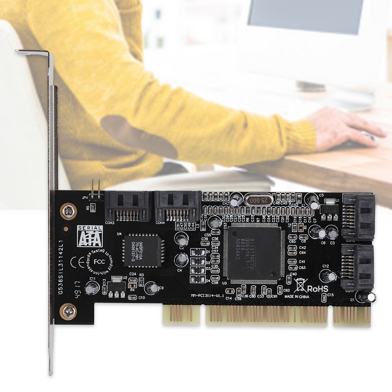 PCI 16X to 4-port SATA Riser Card 5Gbps Sil3114 Master