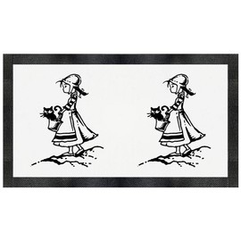'Little Girl Carrying Cat' Pet Feeding Mat (PM00009487)