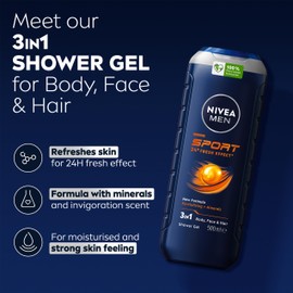 NIVEA Bath Care Shower Sport For Men, 500 ml