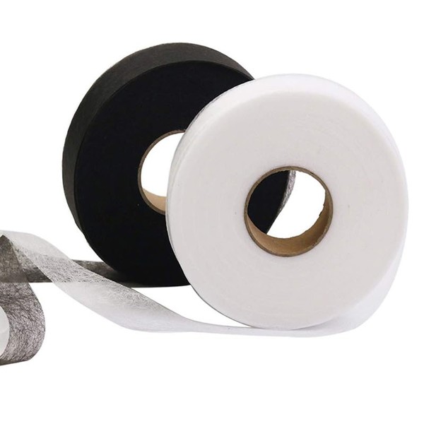 2 Rolls 140 Yards Hem Tape(Black 2.5cm /1 Inch, White