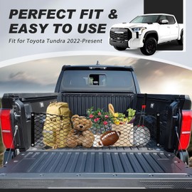 Karltys Truck Bed Cargo Net for Toyota Tundra 2007-2024 2025 Accessories, Envelope Style Elastic Pickup Truck Bed Cargo Net, Heavy Duty Nylon Mesh Storage Netting Organizer