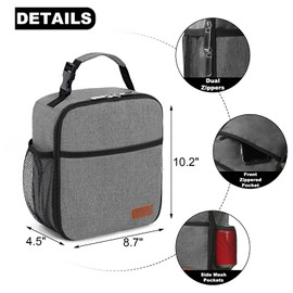 Femuar Lunch Box for Men Women Adults, Small Lunchbox for Work Picnic - Reusable Lunch bag Portable Lunch tote, Grey