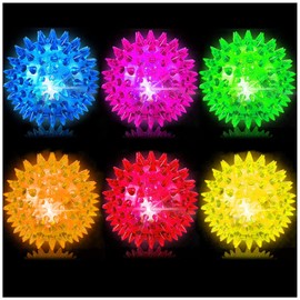 Bouncy Light Up Ball for Kids - LED Flashing Spiky Sensory Toys for Kids with Autism Stress Balls for Toddlers 1-3 Fidget Toys Sensory Balls Glow in The Dark for Novelty Noisemaker Toys for Parties
