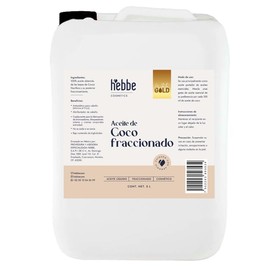 Hebbe - Aceite de Coco Fraccionado 100% Puro, Hidratante y Nutritivo para Piel y Cabello, 5L