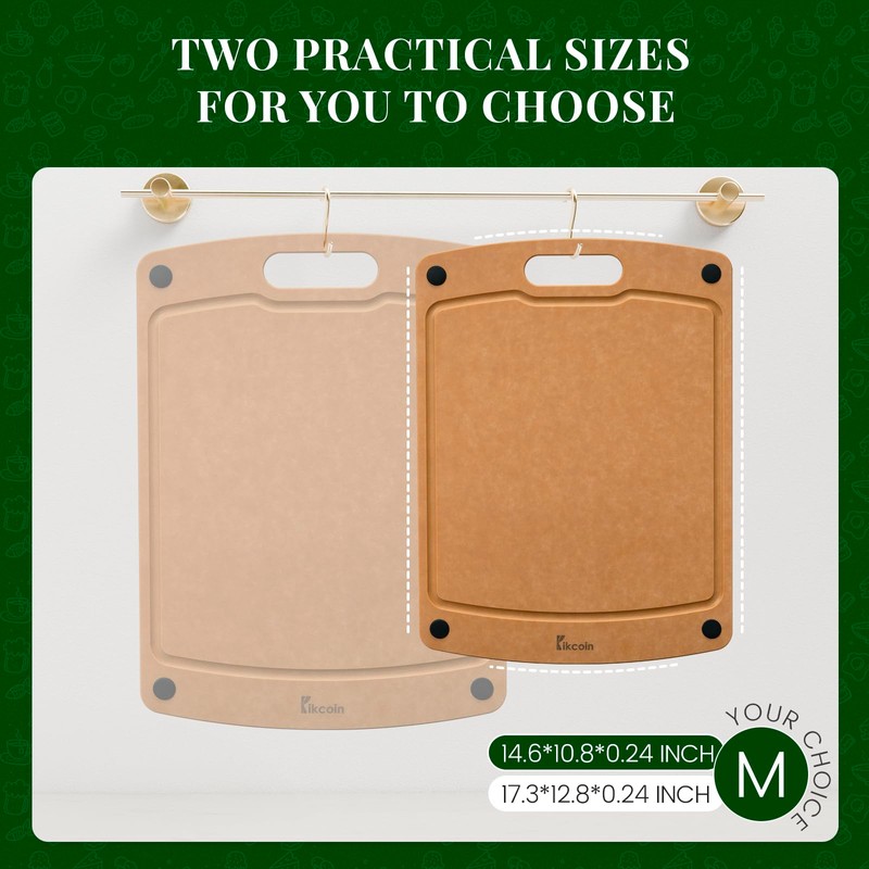 Kikcoin Wood Cutting Board, Cutting Boards for Kitchen Dishwasher Safe