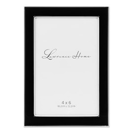 Lawrence Frames Silver Plated 4 by 6 Metal with Black Enamel Picture Frame
