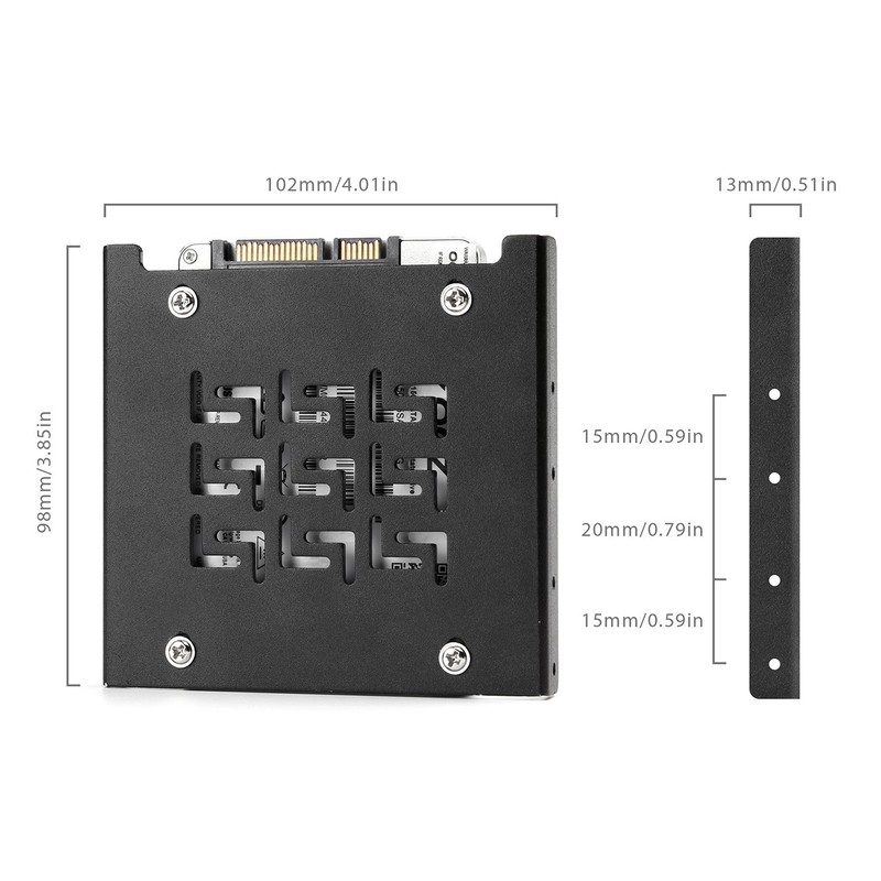 Salcar Mounting Frame for 2.5 HDD/SSD to 3.5 Adaptor Removable
