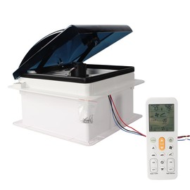 TYTXRV 14'' RV Roof Vent 12V 10 speeds Reversible Fan Auto Remote Control Removable Insect Net RV Caravan Trailer Van (Smoke Lid)