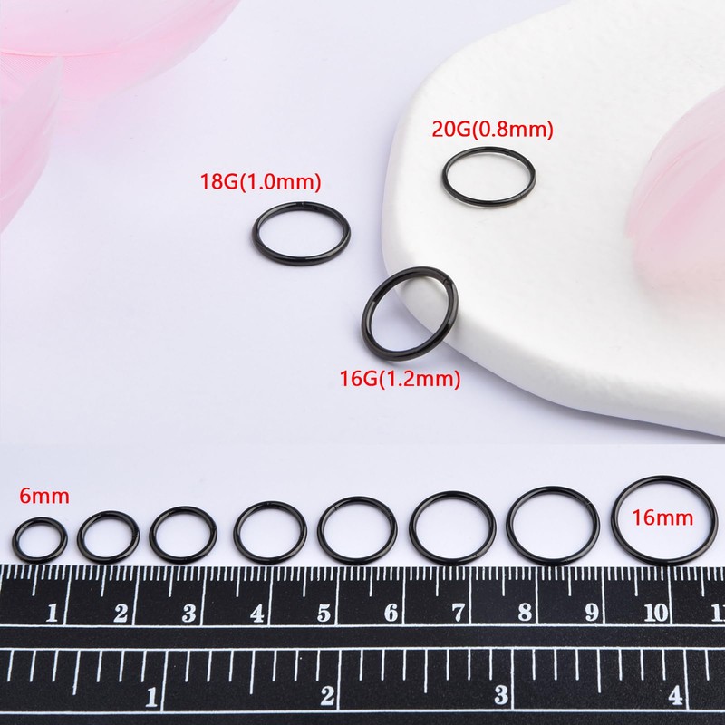 Nose Ring Black Hinged 20 g 18 g 16 g