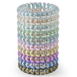 JessLab Spiral Hair Bobbles, Pack of 10 Traceless Telephone Cable Hair Bobbles Plastic Spool Hair Bobbles Ponytail Holder No-Damage Hair Accessories for Girls Women Women, Assorted Colours (#12)