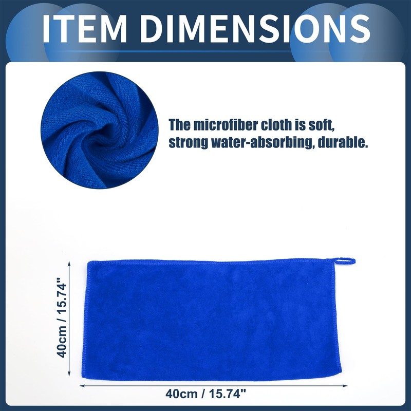 INFINAUTO Cleaning Cloths Towel,Car Drying Plush Cloth Absorbent Microfiber Blue,3pcs