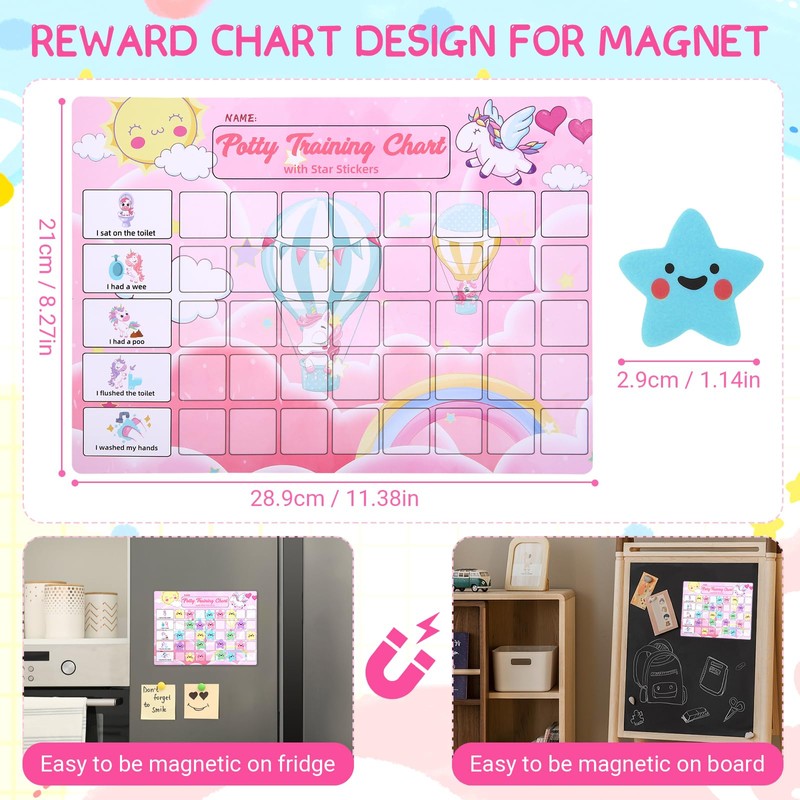 Potty Training Chart for Toddlers with 40 Large Reusable Magnetic