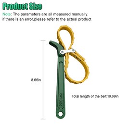 GAOLAOSY 9" Oil Filter Belt Strap Wrench, Adjustable Rubber Fuel Filters Band Wrench with Steel Handle, Multi-Purpose Chain Wrenches, Auto Oil System Tools for Water Filters, PVC Pipe Joints (9 Inch)