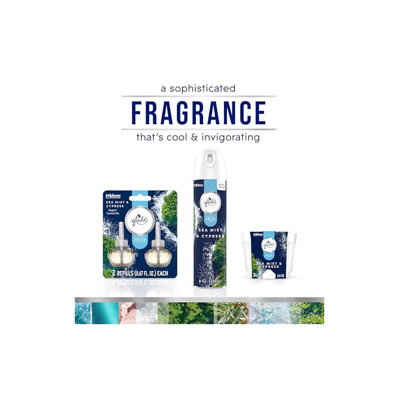 Glade PlugIns Refills Air Freshener, Sea Mist & Cypress, Scented